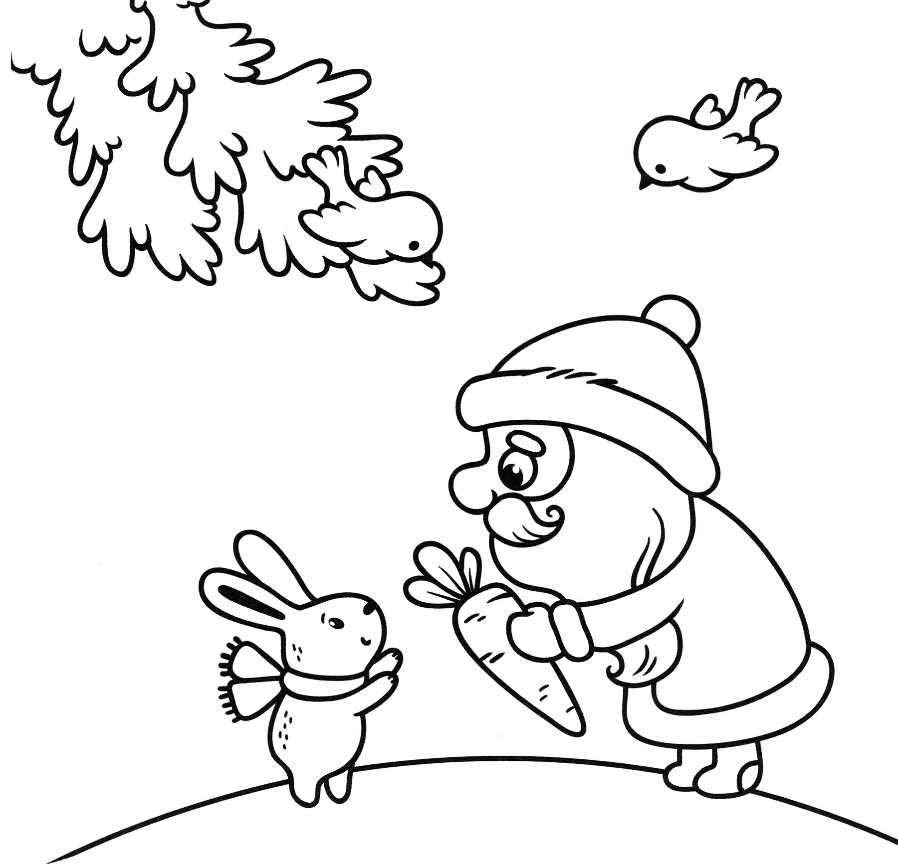 Новогодние раскраски с Зайцами
