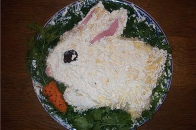 Новогодний салат "Кролик" 2023: рецепты с фото в виде символа года